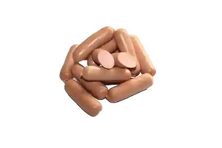 Вареное колбасное изделие мясное. Сосиски "Белорусские нежные" высшего сорта (натурин, упаковано в газовой среде) флоупак